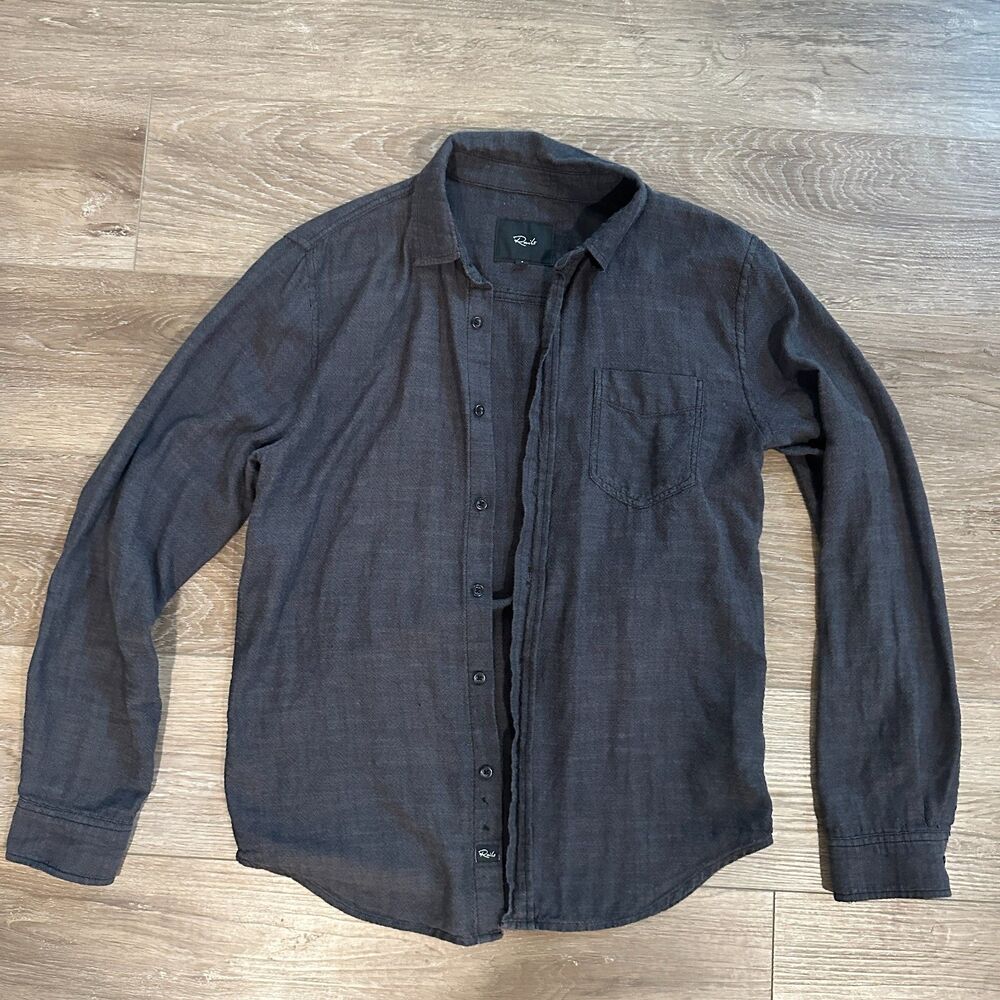 Rails Mens Wyatt Black Chambray Button Down Shirt Size Small Cotton Casual